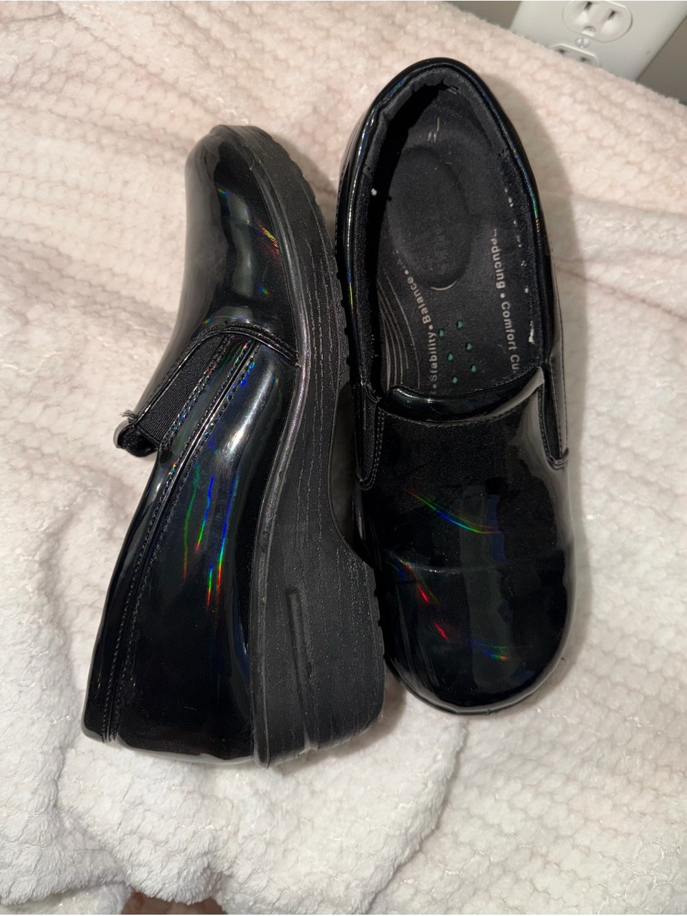 Women’s Clogs Black with iridescent Slip-On Comfort Shoes